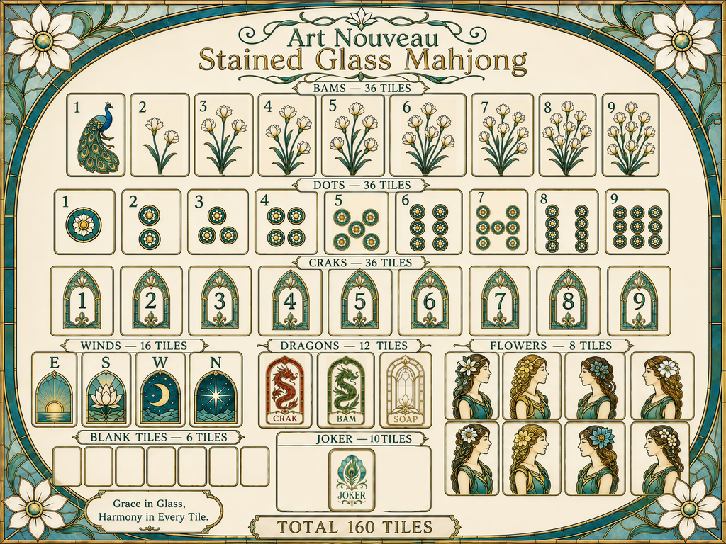 Peacock Stained Glass American Mahjong Set