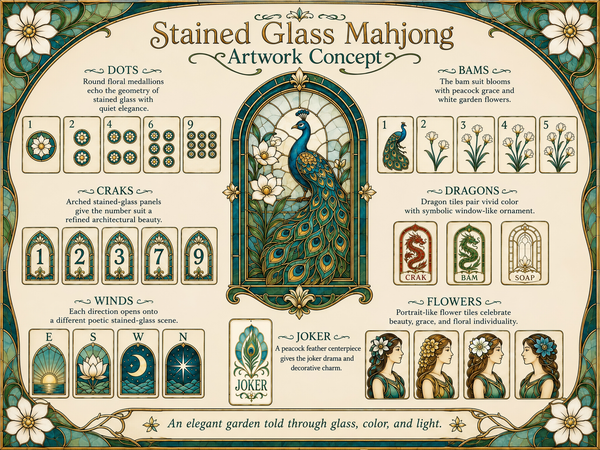 Peacock Stained Glass American Mahjong Set