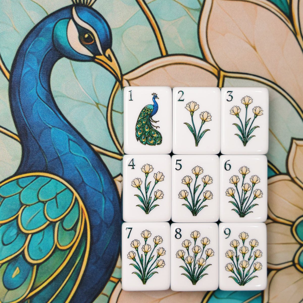 Peacock Stained Glass American Mahjong Set