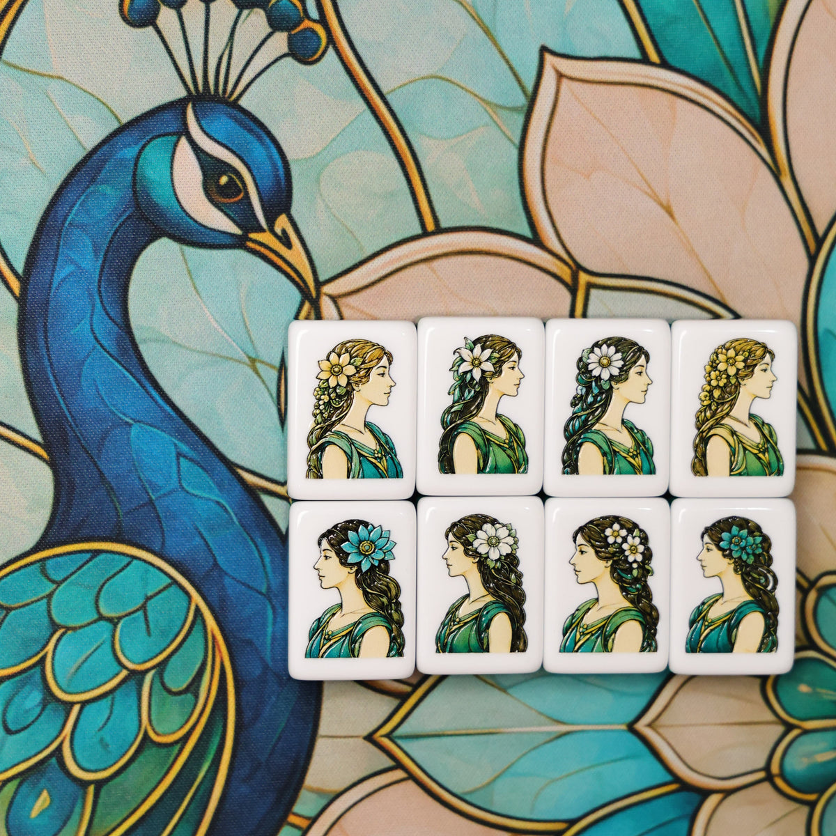 Peacock Stained Glass American Mahjong Set